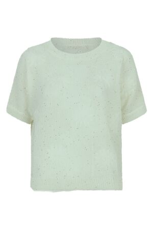 EsQualo Sweater embroidery flowers 310 soft green