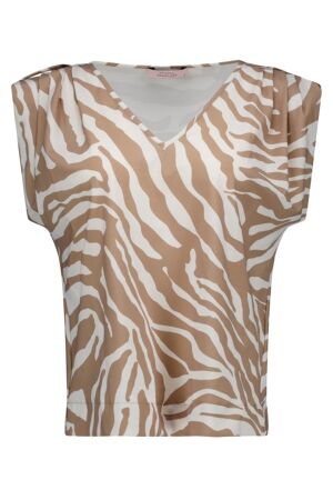Studio Anneloes Leone zebra vneck top 2217 latte/ecru Studio Anneloes Leone zebra vneck top 2217 latte/ecru