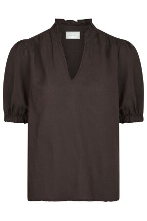 Neo Noir Odesa Linen Blouse Dark brown