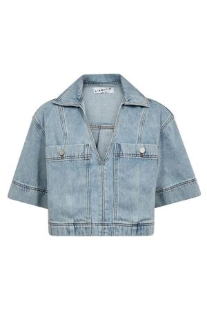 Haute L'amitié Drew Denim Top Bleached Denim Bleached Denim Haute L'amitié Drew Denim Top Bleached Denim Bleached Denim