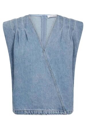 Co'Couture AsjaCC Wrap Denim Top 552-Denim blue