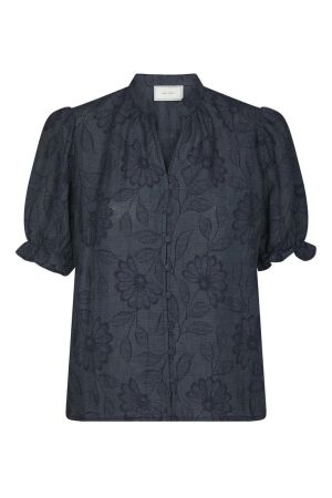 Neo Noir Zika Flower Stripe Blouse Production 534 DARK BLUE