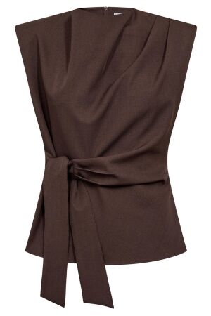 Co'Couture LunaCC Pleat Top Dark brown Co'Couture LunaCC Pleat Top Dark brown