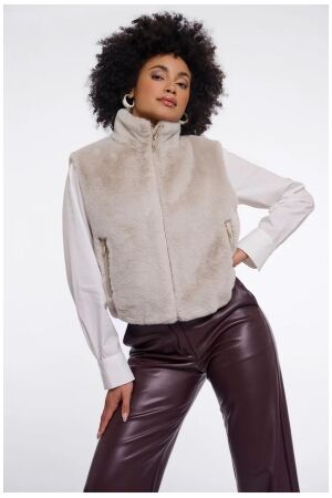 Rino & Pelle Short faux fur waistcoat 9030 birch