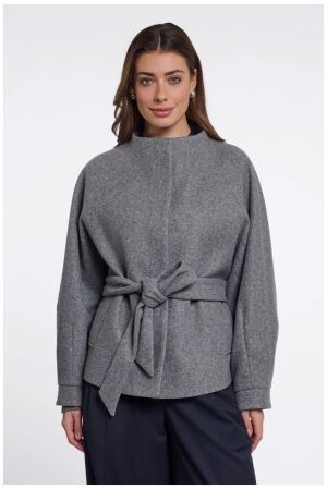 Rino & Pelle Short coat with collar 11170 mid grey melange