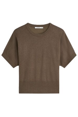 Summum Short sleeve sweater Soft viscose polyamide knit 742 Taupe Summum Short sleeve sweater Soft viscose polyamide knit 742 Taupe