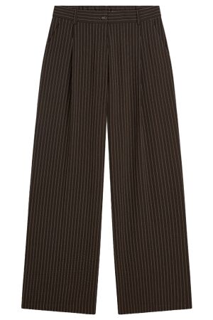 Summum Trousers wide leg Viscose blend stripe 754 Dark chocolate Summum Trousers wide leg Viscose blend stripe 754 Dark chocolate