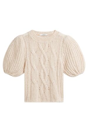 Summum Puff sleeve sweater Cozy cable knit 122 Ivory
