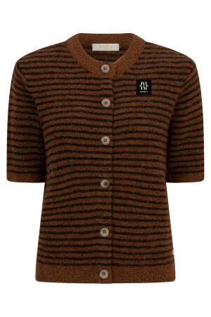 Josh V JV-CASSIE regular fit cardigan with wool 643 brown stripe Josh V JV-CASSIE regular fit cardigan with wool 643 brown stripe