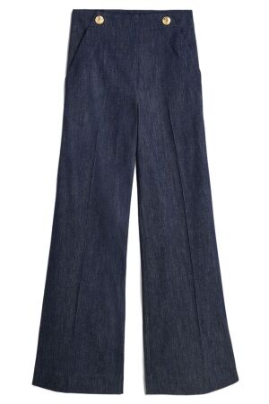 Josh V JV-INDRA high-waisted wide-leg trousers 653 dark blue chambray Josh V JV-INDRA high-waisted wide-leg trousers 653 dark blue chambray