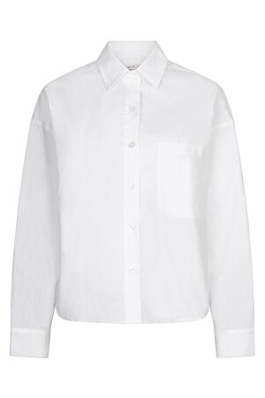 EsQualo Blouse oversized pocket poplin 120 off white EsQualo Blouse oversized pocket poplin 120 off white