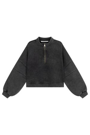 Homage High Neck Sweater With Zipper Washed Antractice Homage High Neck Sweater With Zipper Washed Antractice
