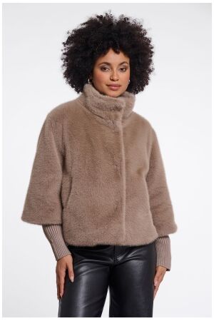 Rino & Pelle Jacket with rib cuffs 11100 mocha latte Rino & Pelle Jacket with rib cuffs 11100 mocha latte