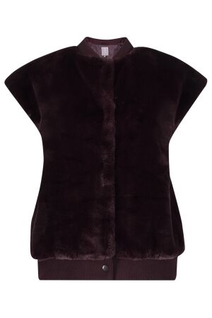 Geisha Gilet fur with rib 480 burgundy Geisha Gilet fur with rib 480 burgundy