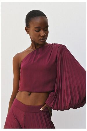 Access One-shoulder top with a pleated sleeve 319 Bordo Access One-shoulder top with a pleated sleeve 319 Bordo