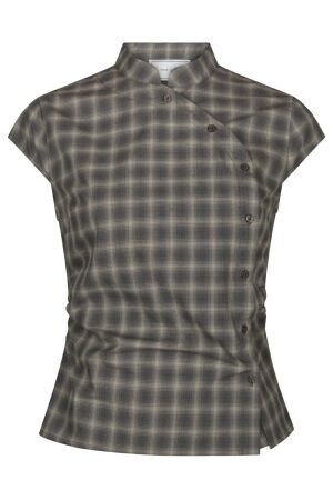 Neo Noir Pascale Checked Blouse 157 Dusty Army Neo Noir Pascale Checked Blouse 157 Dusty Army