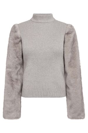 Co'Couture ElisabethCC Fur Mix Rib Knit 65004 Light Grey