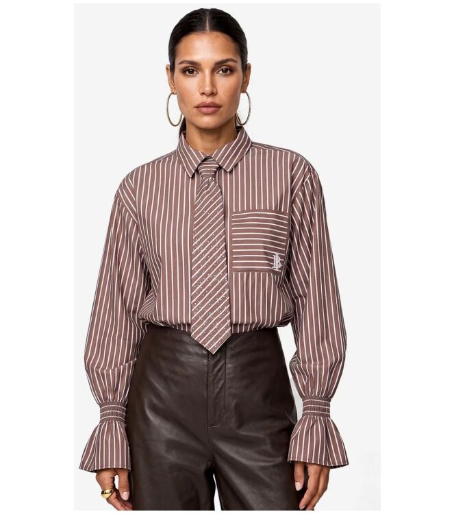 Ibana Talya-Tie Brown Blouse Bruin