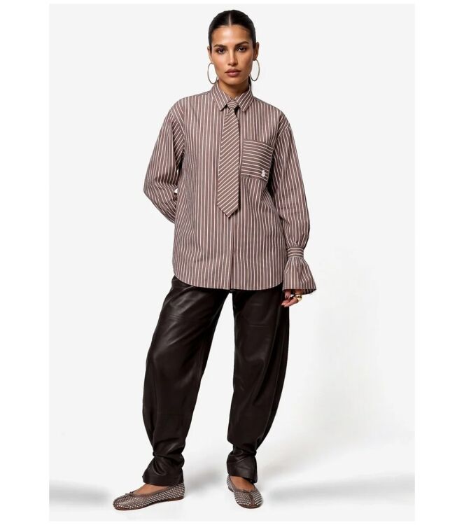 Ibana Talya-Tie Brown Blouse Bruin