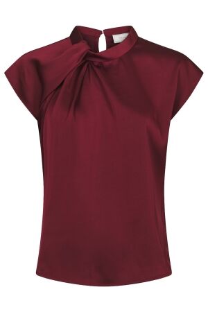 Neo Noir Fleur Drapy Satin Blouse 174 Burgundy