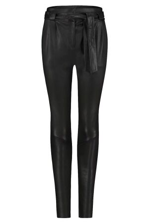 Ibana Leren broek met strikceintuur van stretch leer Black Ibana Leren broek met strikceintuur van stretch leer Black